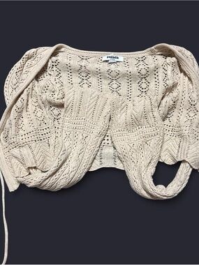 Tilly's Cream Openwork Knit Shrug